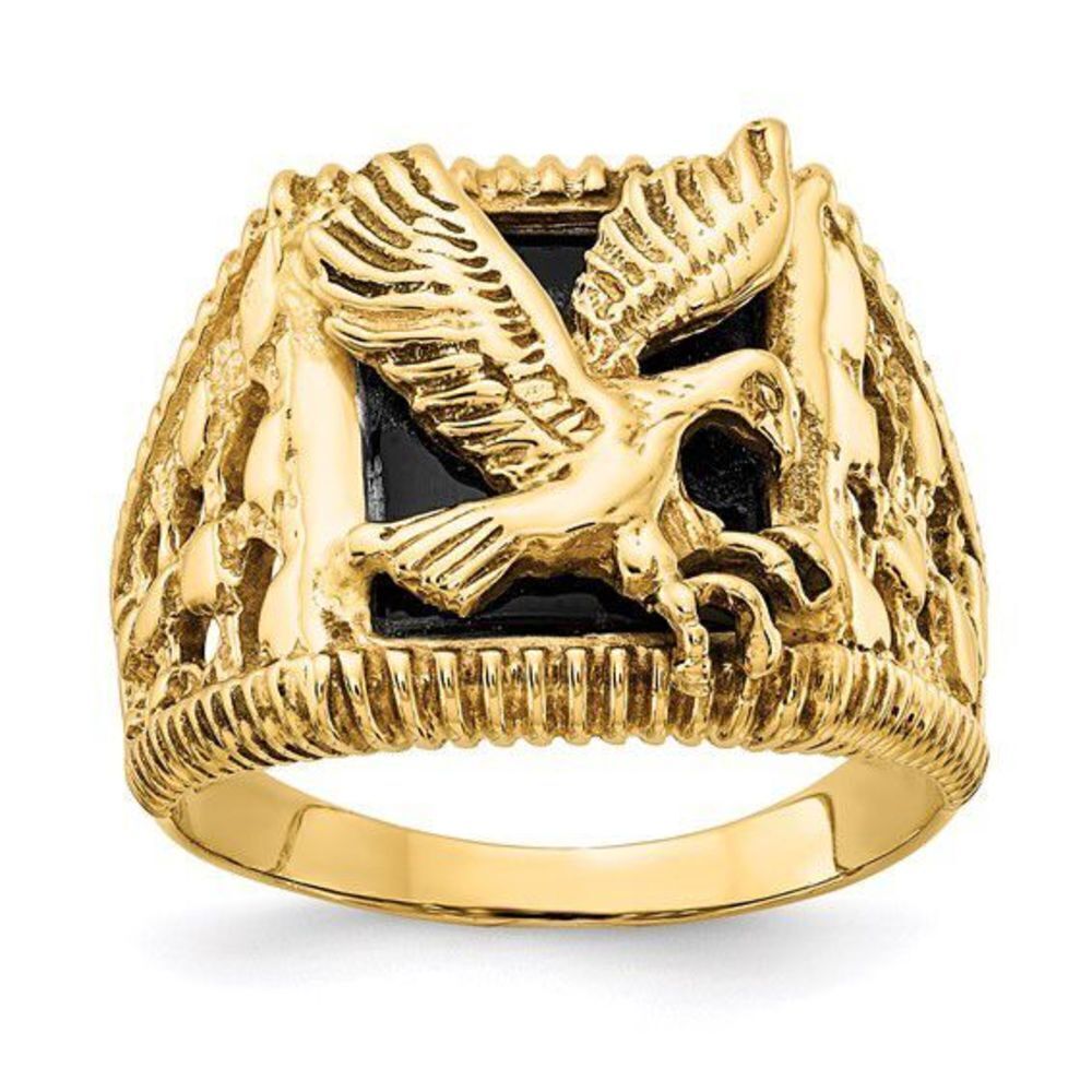 10K Men's Onyx Eagle Ring